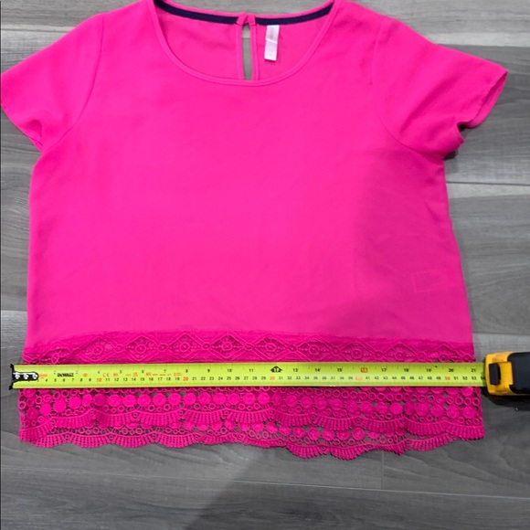 Target Xhilaration hot pink top with crochet detail (size L) - Picture 6 of 10
